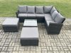 Fimous 8 Seater Wicker PE Outdoor Garden Furniture Set High Back Rattan Corner Sofa Set with 2 Big Footstool Square Coffee Table