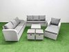 Fimous 10 Seater Poly Rattan Outdoor Garden Furniture Square Coffee Table Sofa Set Patio 3 Seater Sofa Reclining Chair 3 Seater Sofa 3 Stools Light Grey