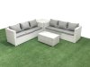 Fimous Garden Outdoor PE Rattan Furniture Set 6 Seater Rattan Garden Sofa Set with Side Table Light Grey Mixed