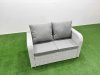 Fimous Rattan Outdoor Table Reclining Chair Sofa Set with Side Table Big Stool Light Grey 7 Seater