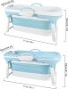 Fimous Foldable Adult Bathtub Body Spa Freestanding Soaking Tub Non-Slip Bathing Shower for Bathroom Blue