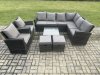 Fimous 10 Seat Rattan Garden Furniture Corner Sofa Set Outdoor Patio Sofa Table Set with 2 Small Footstools 2 Armchairs Dark Grey Mixed
