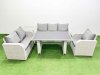 Fimous Rattan Outdoor Table Reclining Chair Sofa Set with Side Table Light Grey 6 Seater