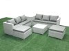 Fimous Rattan Garden Outdoor Furniture Set 8 Seater Rattan Garden Sofa Set with 2 Big Footstools Light Grey Mixed