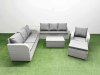Fimous 8 Seater Poly Rattan Outdoor Garden Furniture Sofa Set Patio 3 Seater Sofa Reclining Chair 3 Seater Sofa Big Footstool Side Table Light Grey