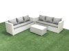 Fimous Garden Outdoor PE Rattan Furniture Set 6 Seater Rattan Garden Sofa Set Light Grey Mixed