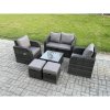Fimous Rattan Garden Furniture Set Patio Conservatory Indoor Outdoor 6 Piece Set with Love Sofa Square Coffee Table 2 Small Footstools