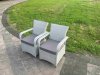 Fimous Light Grey Rattan Rectangular Dining Table and 4 Chairs Set Outdoor Garden furniture Set with Seat Cushion