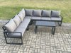 Fimous Aluminium Patio Outdoor Garden Furniture Lounge Corner Sofa Set with Oblong Coffee Table Dark Grey