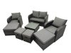Fimous Rattan Garden Outdoor Furniture Set Love Sofa Reclining Chair Square Coffee Table Set with 4 Stools Dark Grey Mixed