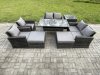 Fimous Garden Furniture Sets 8 Pieces Rattan Furniture Handmade Wicker Patio Sofa Set with 2 Big Footstool Side Table Dark Grey Mixed