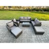Fimous Wicker PE Rattan Garden Furniture Set 9 Seater Outdoor Lounge Sofa Set with Love Sofa Coffee Table 2 Big Footstool Dark Grey Mixed