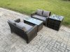 Fimous 4 Pieces Garden Furniture Sets Poly Rattan Outdoor Patio Furniture PE Wicker Furniture Set with Loveseat and Table for Garden Backyard Dark Grey Mixed