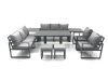 Fimous Garden Sofa Set Aluminium Furniture Rising Dining Tabe Set with 2 Chair 2 Small Footstools 2 Side Tables Dark Grey