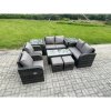 Fimous 9 Piece Rattan Garden Furniture Set Outdoor Patio Sofa, Table and Chairs Coffee Table 2 Small Footstools Ideal for Pool Side, Balcony, Outdoor and indoor Conservatory Patio Set
