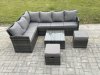 Fimous 8 Seater Outdoor Garden Furniture Set Wicker PE Rattan Corner Sofa Set with Square Coffee Table 2 Small Footstools Dark Grey Mixed