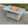Fimous Light Grey U Shape Lounge Sofa Dining Set With Gas Heater Fire pit Burner With 2 PC Side Coffee Tea Table Footstool