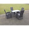 Fimous Oblong Rectangular Table Adjustable Reclining Chair Rattan Dining Set Outdoor Garden Furniture Table And Chair Set Mixed Grey 4 Chairs