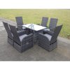 Fimous Oblong Rectangular Table Adjustable Reclining Chair Rattan Dining Set Outdoor Garden Furniture Table And Chair Set Mixed Grey 6 Chairs