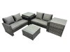Fimous PE Rattan Garden Furniture Set Lounge Double Seat Sofa Coffee Table Set with 2 Side Tables Dark Grey Mixed
