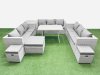 Fimous 12 Seat Outdoor Patio PE Rattan Garden Furniture with Cushions 3 Seater Sofa Side Table 3 Stool Light Grey