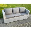 Fimous Light Grey Outdoor Rattan Garden Furniture Set Corner Sofa With 2 Coffee Table