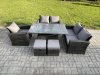 Fimous 7 Seater Rattan Outdoor Garden Furniture Sofa Set with 2 Small Footstool Dark Grey Mixed