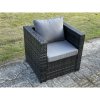 Fimous Lounge Rattan Sofa Set Outdoor Garden Furniture Oblong Rectangular Coffee Table With 2 Chairs 2 Stools
