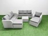 Fimous 9 Seater Poly Rattan Outdoor Garden Furniture Square Coffee Table Sofa Set Patio 3 Seater Sofa Reclining Chair 3 Seater Sofa 2 Big Footstools Light Grey