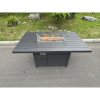 Fimous Aluminum Top 4 Seat Garden Furniture Dining Set Gas Fire Pit Table And Chairs Burner Heater Patio Outdoor Dark Grey