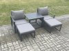 Fimous Aluminium 5 Pieces Garden Furniture Sofa Set Chair And Footstool with Table Including Cushions Dark Grey