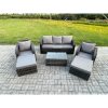 Fimous Wicker PE Rattan Garden Furniture Set 7 Seater Outdoor Lounge Sofa Set with Coffee Table 2 Big Footstool Dark Grey Mixed