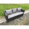 Fimous 8 Seater Rattan Outdoor Furniture Sofa Garden Dining Set with Dining Table 2 Armchairs 2 Side Tables 3 Stools Dark Grey Mixed
