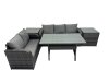 Fimous 5 Seat Outdoor Wicker PE Rattan Garden Furniture Set Dining Table Sofa Sets with 2 Side Tables Dark Grey Mixed