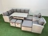 Fimous 12 Seater Rattan Garden Furniture Set Outdoor Patio Dining Corner Sofa Sets with Dining Table 2 Chairs 4 Footstools Light Grey Mixed