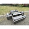 Fimous 8 Seater Outdoor PE Rattan Garden Furniture Gas Fire Pit Dining Table Set Lounge Sofa 2 PC Armchairs Dark Grey Mixed Patio