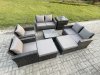 Fimous Outdoor Garden Furniture Sets 8 Pieces Wicker Rattan Furniture Manual Wicker Patio Sofa Patio Conversation Set with 2 Big Footstool Side Table Dark Grey Mixed
