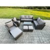 Fimous Patio Garden Furniture Sets Wicker 10 Seater Outdoor Rattan Furniture Sofa Sets with Rectangular Coffee Table Reclining Chair Loveseat Sofa 3 Footstools