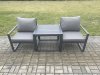 Fimous Aluminium 3 Pieces Garden Furniture Sofa Set Chair with Table Including Cushions Dark Grey