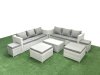 Fimous 7 Pieces Rattan Garden Furniture Set Outdoor Garden Sofa Coffee Table Set with 4 Footstools Light Grey Mixed