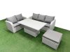 Fimous 6 Seater PE Rattan Wicker Garden Furniture Patio Conservatory Sofa Set with Adjustable Lifting Dining or Coffee Table 3 Seater Sofa Love Sofa Big Footstool