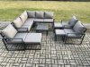 Fimous 11 Seater Outdoor Aluminium Garden Furniture Set Corner Lounge Sofa Set with Square Coffee Table Chair 3 Footstools Dark Grey
