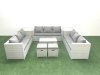 Fimous Rattan Garden Outdoor Furniture Set 11 Seater Garden Sofa Coffee Table Set with 2 Small Footstool 2 Side Tables Light Grey Mixed
