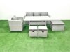 Fimous Garden Dining Set Outdoor Rattan Furniture Set with Sofa Dining Table 3 Footstools Light Grey Mixed