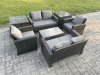 Fimous Garden Furniture Sets 7 Pieces Outdoor Rattan Furniture Manual Wicker Patio Sofa Chair Set with Coffee Table 2 Side Tables Dark Grey Mixed