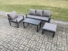 Fimous Aluminium Outdoor Garden Furniture Set Patio Lounge Sofa with Oblong Coffee Table Big Footstool Armchair Dark Grey