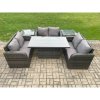 Fimous Rattan Garden Outdoor Furniture 3 PC Love Sofa Set Patio Adjustable Rising lifting Dining Table With 2 Side Tables