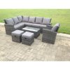 Fimous 9 Seater High Back Rattan Garden Furniture Set Corner Sofa With Oblong Coffee Table Footstool With Chair