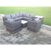 Fimous Rattan Corner Sofa Set Garden Furniture With 2 Chairs Coffee Table And Side Table