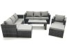 Fimous 9 Seater Rattan Garden Outdoor Furniture Set with 3 Seater Sofa Coffee Table 2 Big Footstool